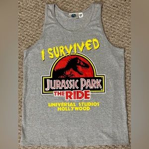 Vintage 1996 Jurassic Park I Survived The Ride Universal Studios Tank Top Sz L